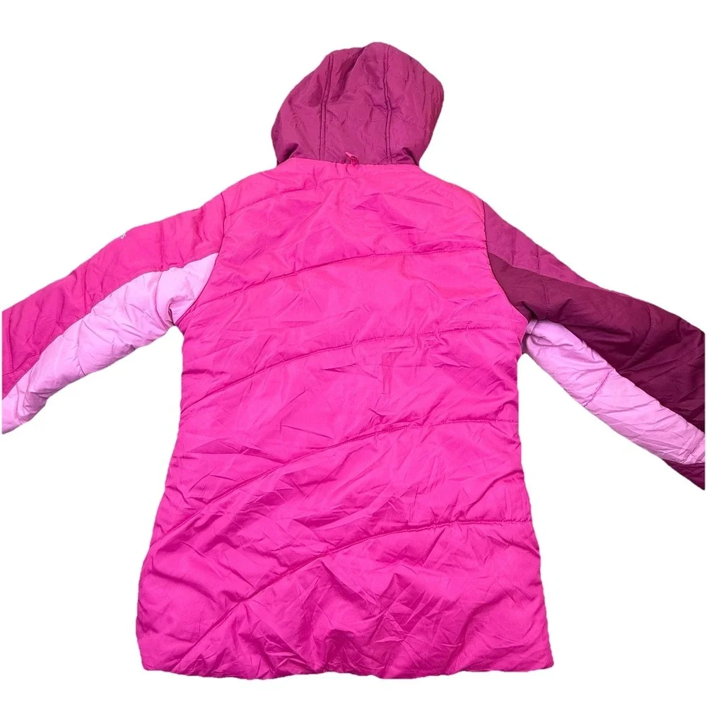 Swiss Alps Girls Puffer Multi Pink Jacket Size 14 - L Hooded Full Zip‎ Pockets